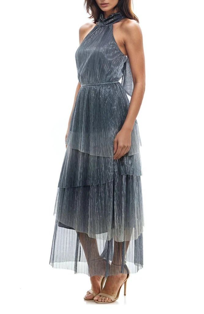 Socialite Metallic Tiered Crinkle Maxi Dress 3