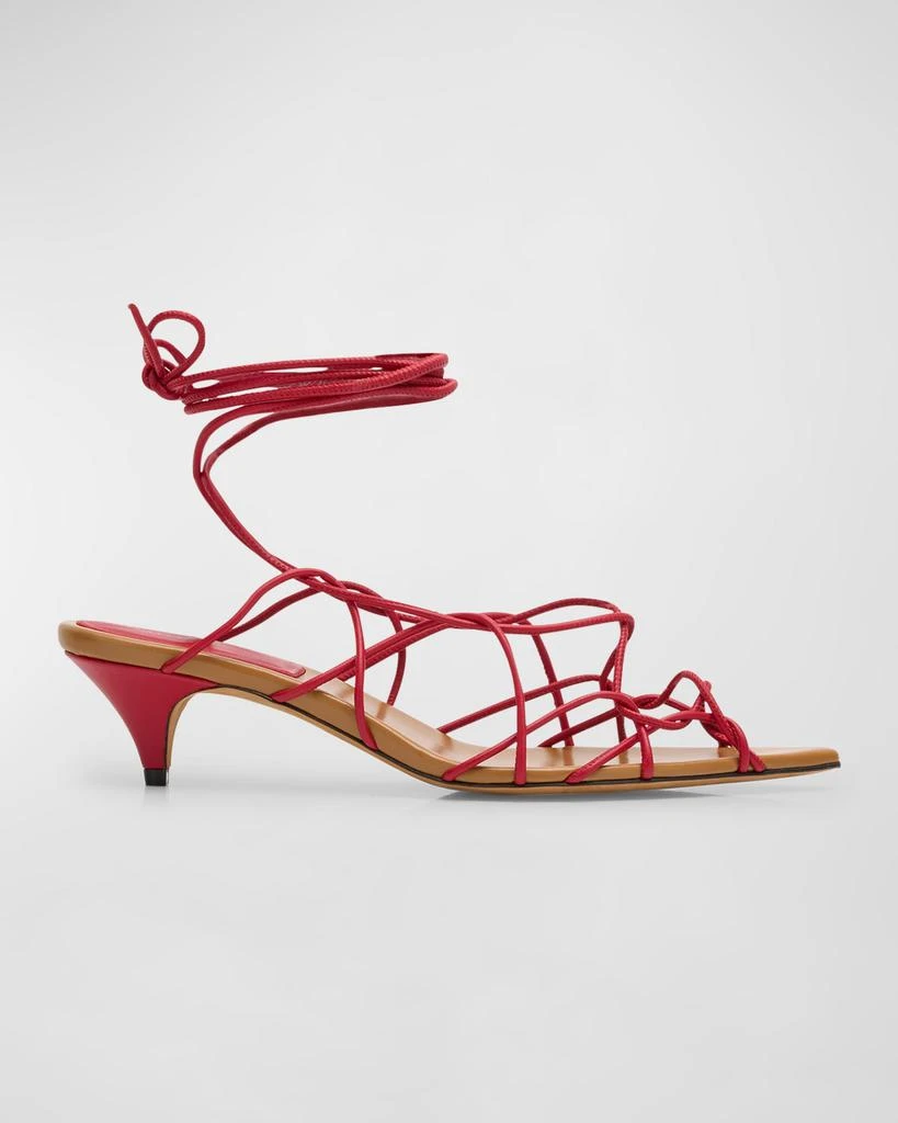 Khaite Arden Strappy Caged Ankle-Tie Sandals 1