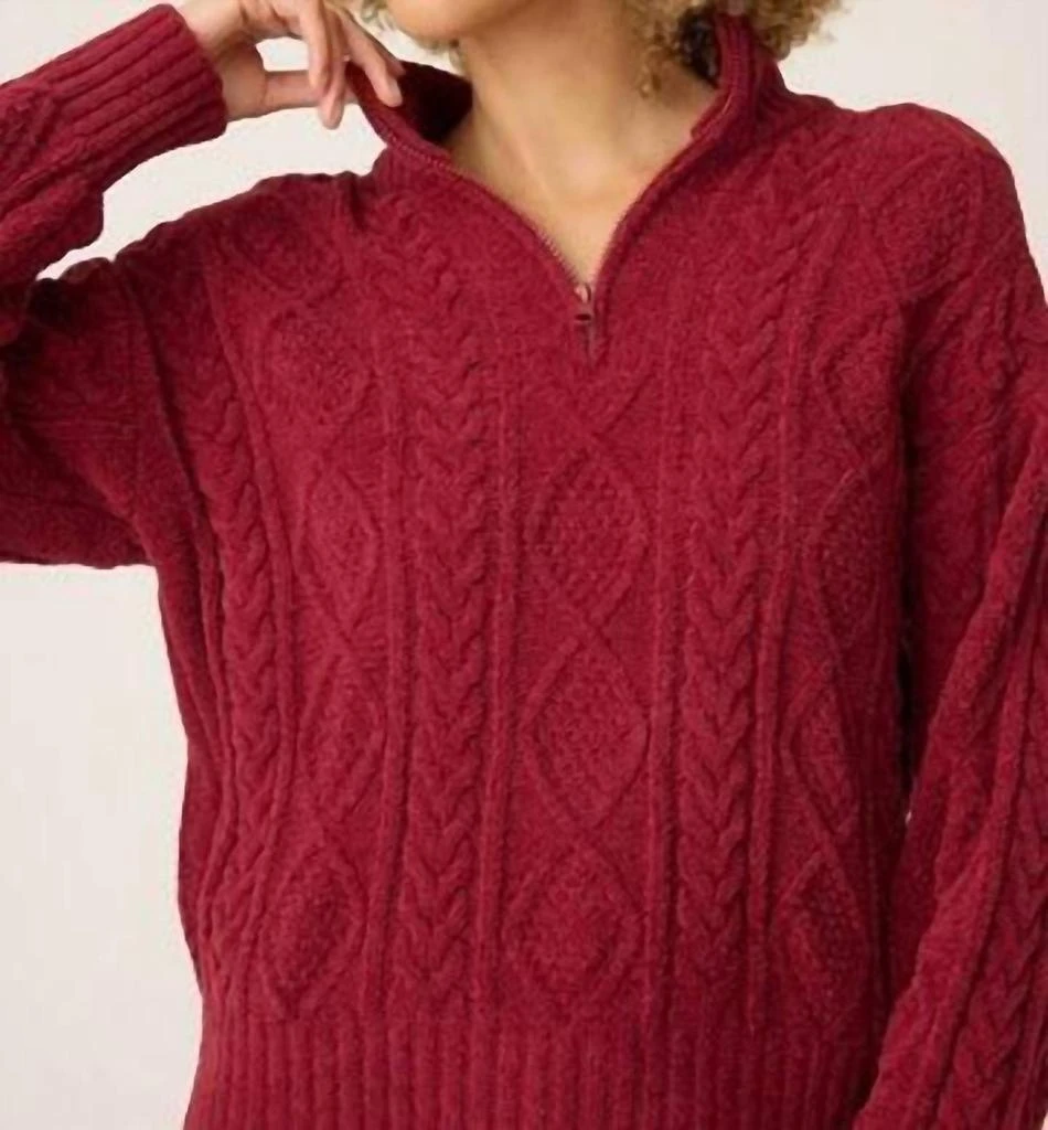 PJ Salvage Pj Salvage - Chenille Cozy Cable Quarter Half Zip Top 4