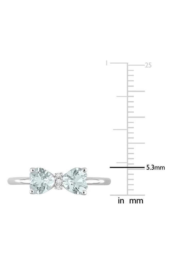 DELMAR Heart Bow Aquamarine 
Diamond Ring - 0.015ct. 3