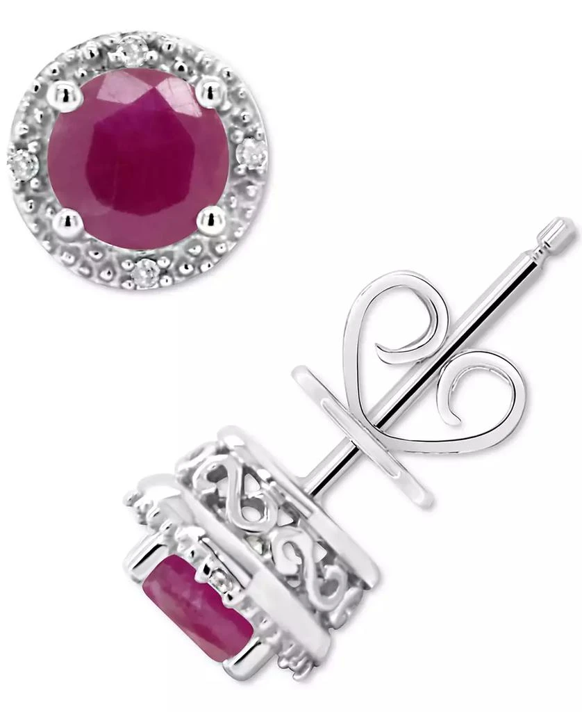 Macy
s Ruby (1-1/5 ct. t.w.) 
Diamond Accent Stud Earrings in Sterling Silver 3