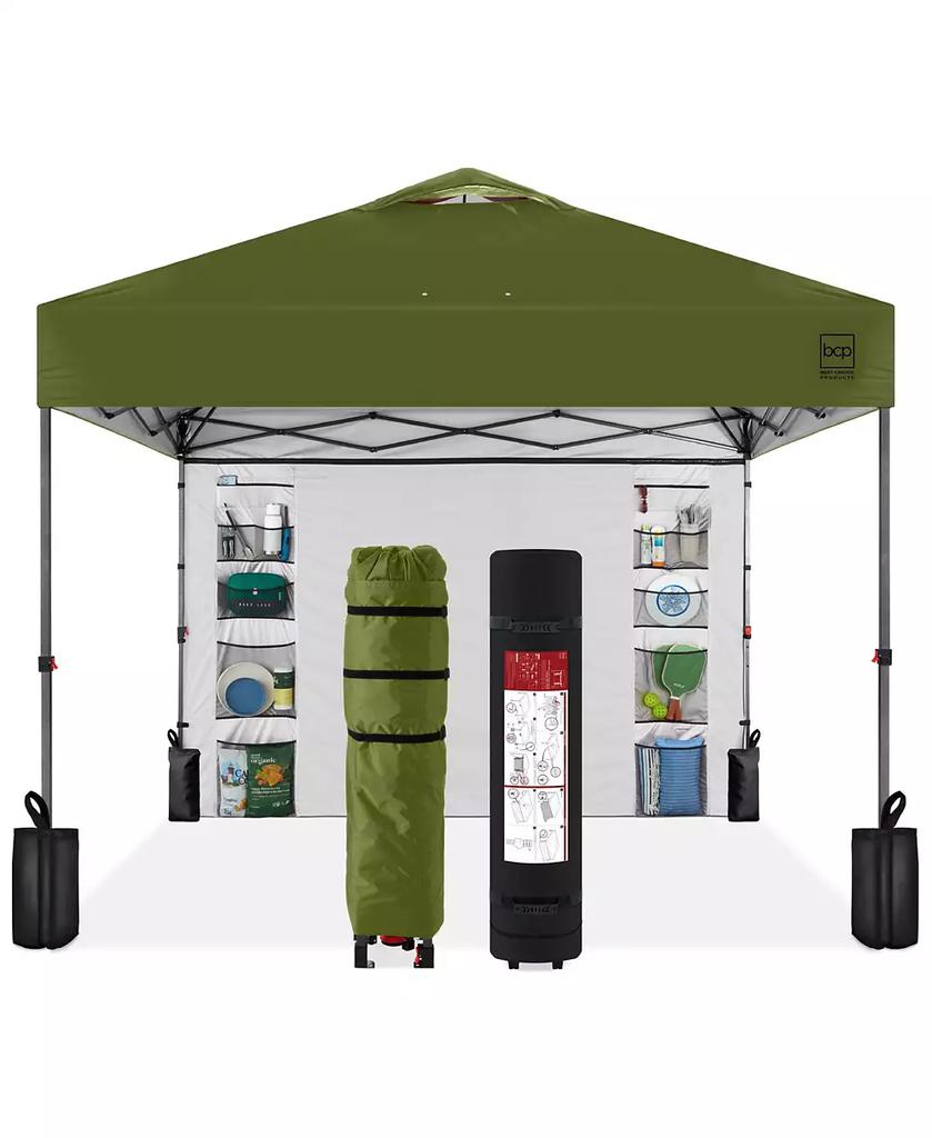 Best Choice Products 10x10ft Easy Setup Pop Up Canopy, Portable Tent w/ Side Wall, 1-Button Push, Case