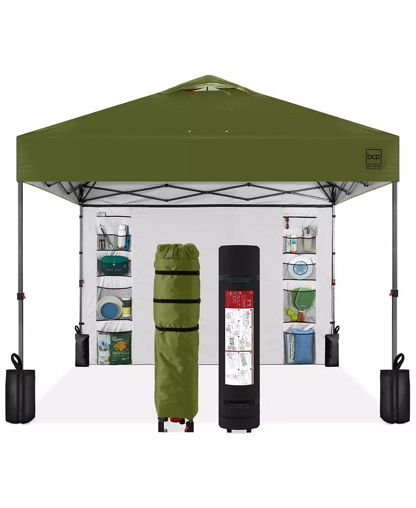 Best Choice Products 10x10ft Easy Setup Pop Up Canopy, Portable Tent w/ Side Wall, 1-Button Push, Case 1