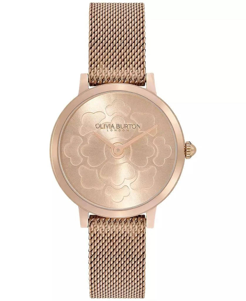 Olivia Burton Women
s Ultra Slim Floral Carnation Gold-Tone Steel Watch 28mm 1