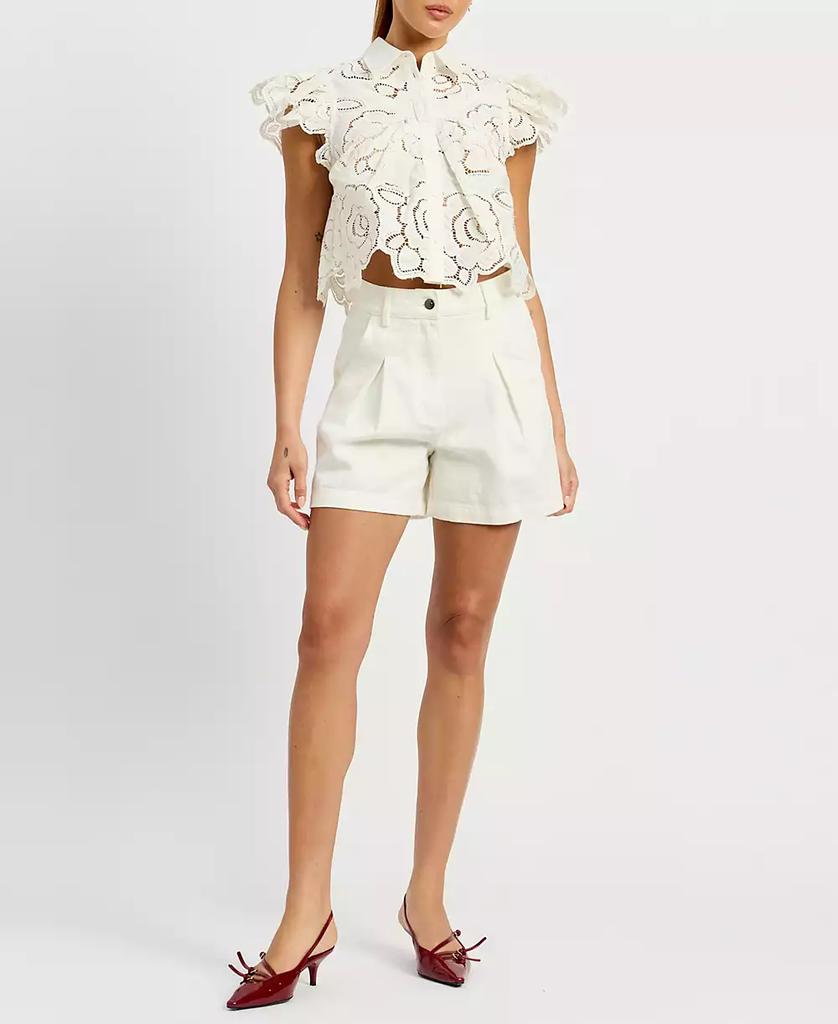 En Saison Women's Chloe Flutter-Sleeve Broderie Anglaise Top