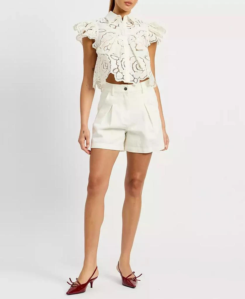 En Saison Women's Chloe Flutter-Sleeve Broderie Anglaise Top 1