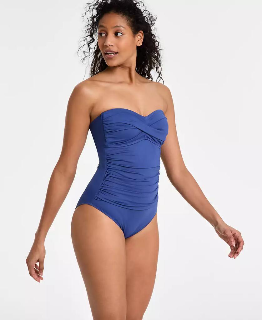 Anne Cole Twist-Front Ruched One-Piece Swimsuit