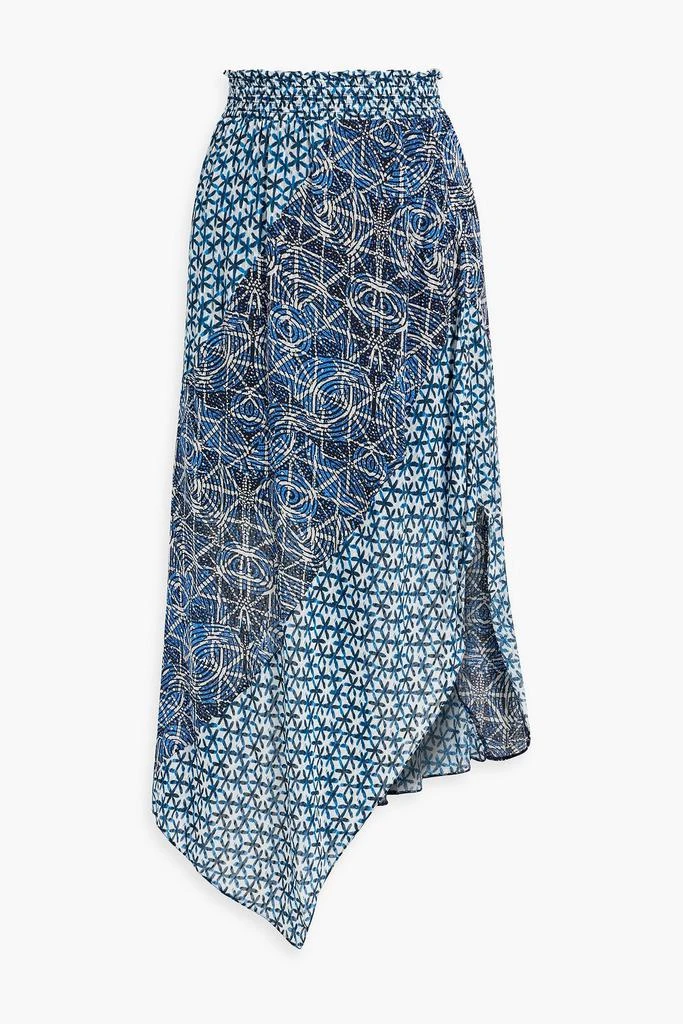 Maje Asymmetric printed voile midi skirt 1