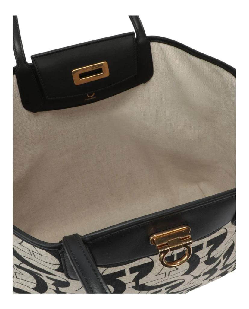 Salvatore Ferragamo Gancini Print Canvas Tote Bag 5