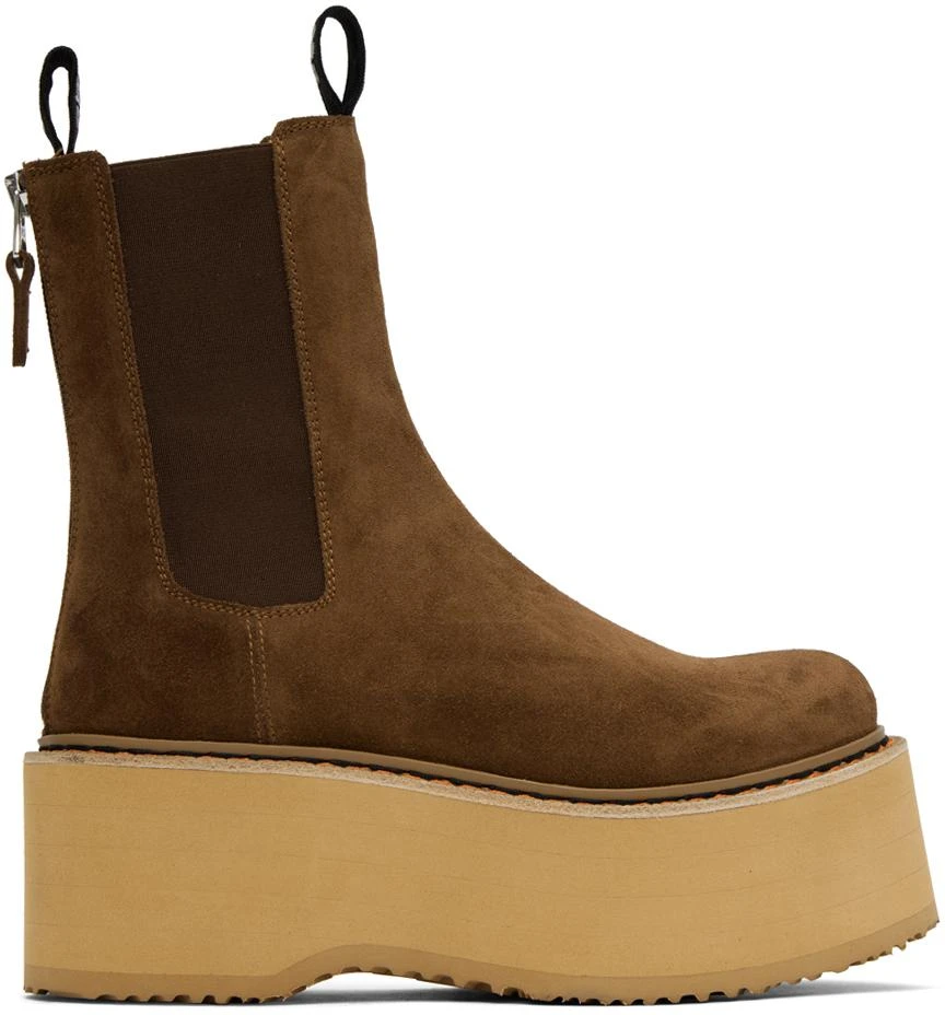 R13 Brown Double Stack Chelsea Boots 1