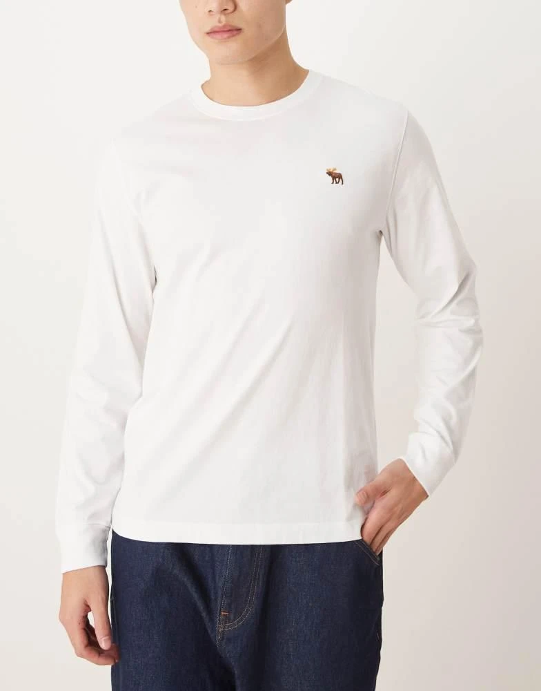 Abercrombie & Fitch Abercrombie & Fitch 3 pack icon logo long sleeve t-shirt in black/charcoal/white 2