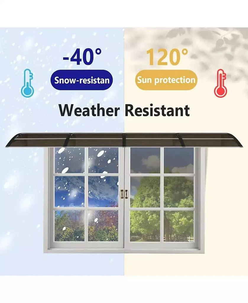 vidaXL Door Canopy Black Polycarbonate 137.8 x 29.5 in Durable Canopy 6