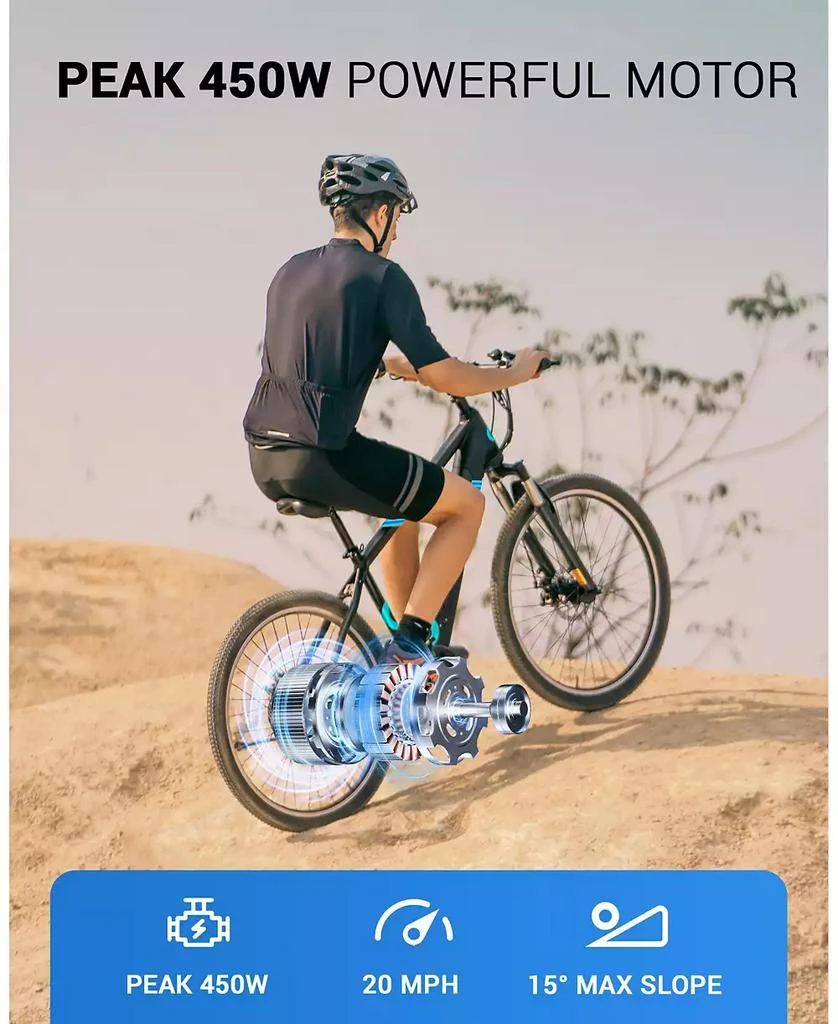 Gyroor 350W Electric Bike 26" Electric Mountain Bike for Adults, 36V Built-in Hidden Removable Battery with Shimano 7 Speed City Commuter Bike for Man Woman 6