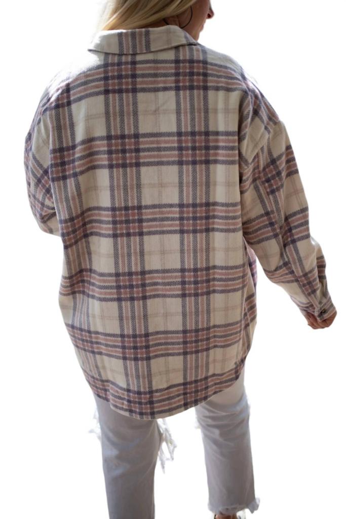 Style Rack Brooklyn Flannel Shacket In Lavender/white