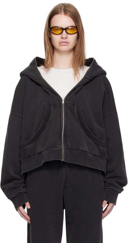 Black Cropped Full Zip Hoodie – On Sale Now with Up to 60% Off