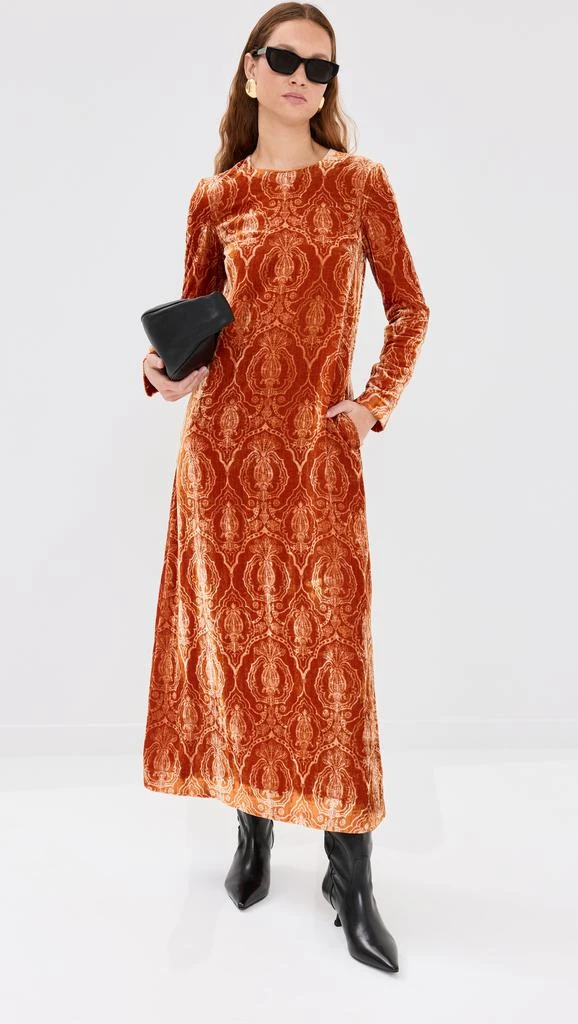 open lace back dress Frill Trim Long Sleeve Mini Dress Chestnut / M