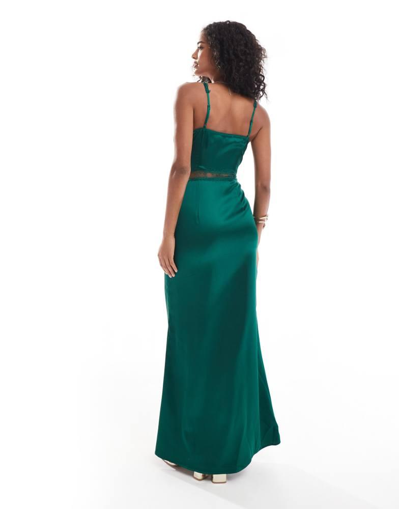 Never Fully Dressed Never Fully Dressed lace cut-out slip maxi dress in emerald