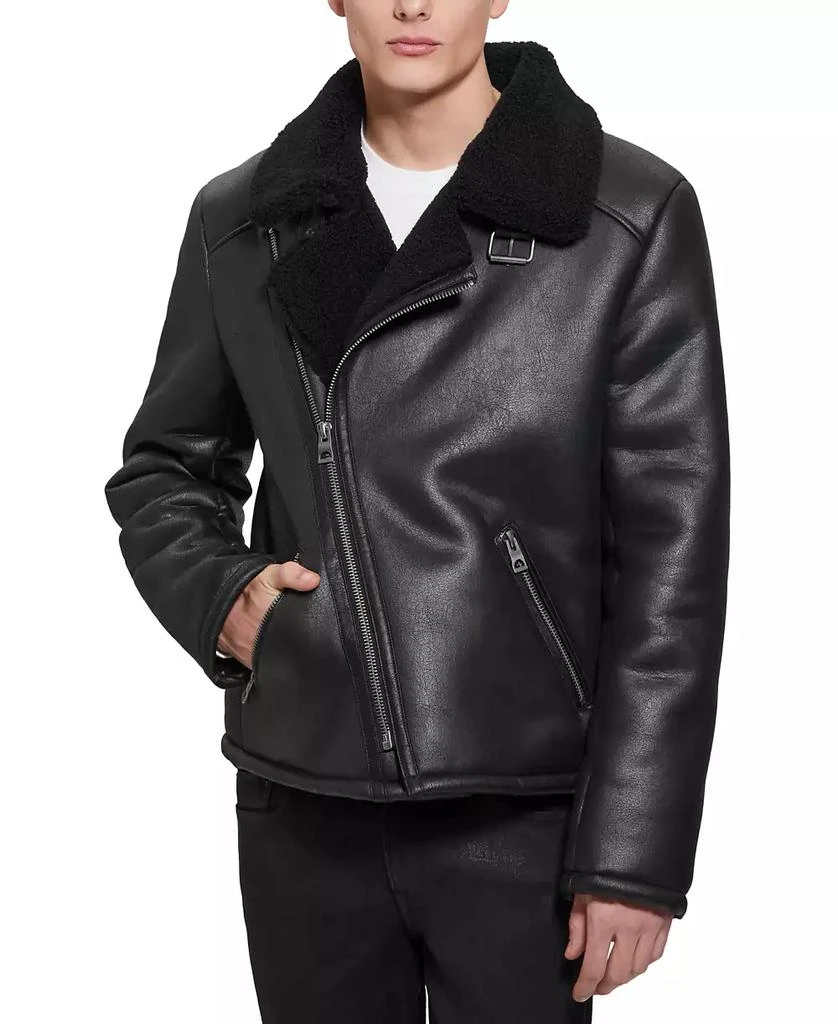GUESS Men's Toni Asymmetrical Faux Leather Jacket 3