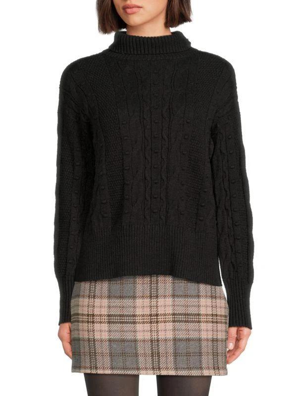 AREA Sophie Cable Knit Mockneck Sweater 1
