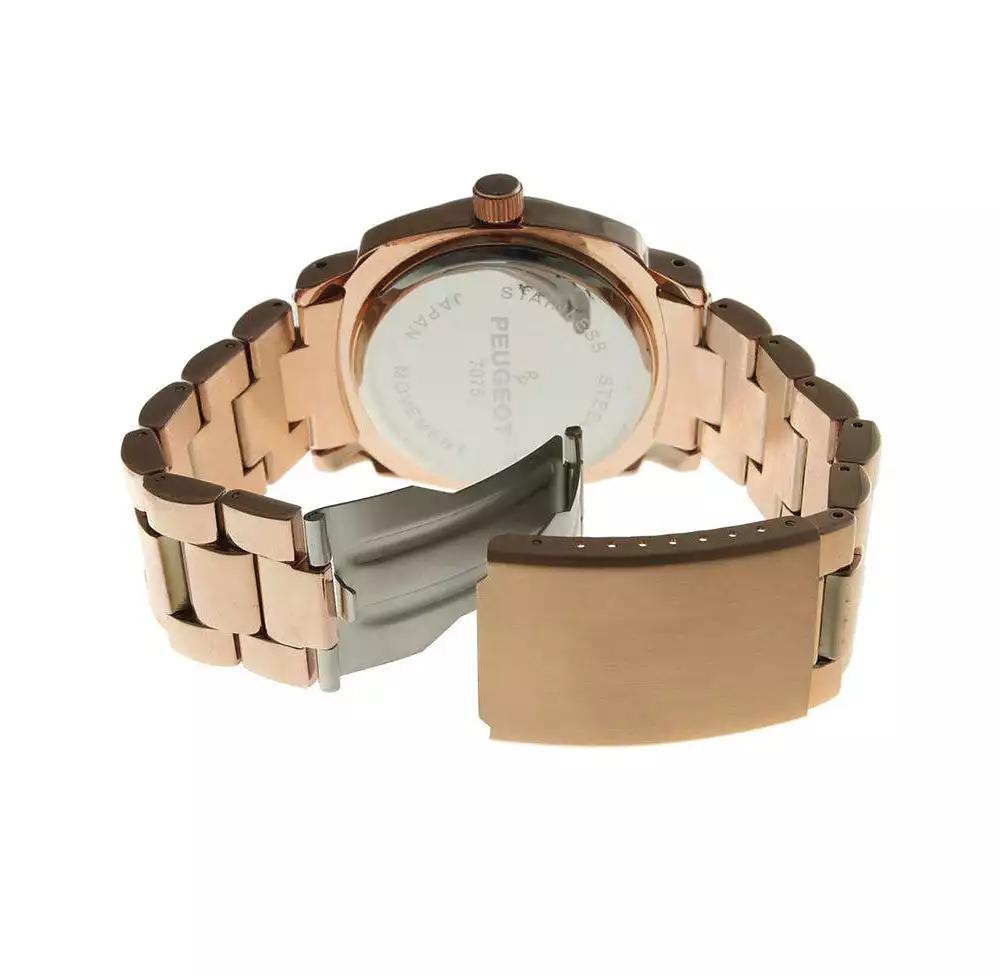 Peugeot Women's 40mm Rose Gold Boyfriend Bracelet Watch with Crystal Bezel