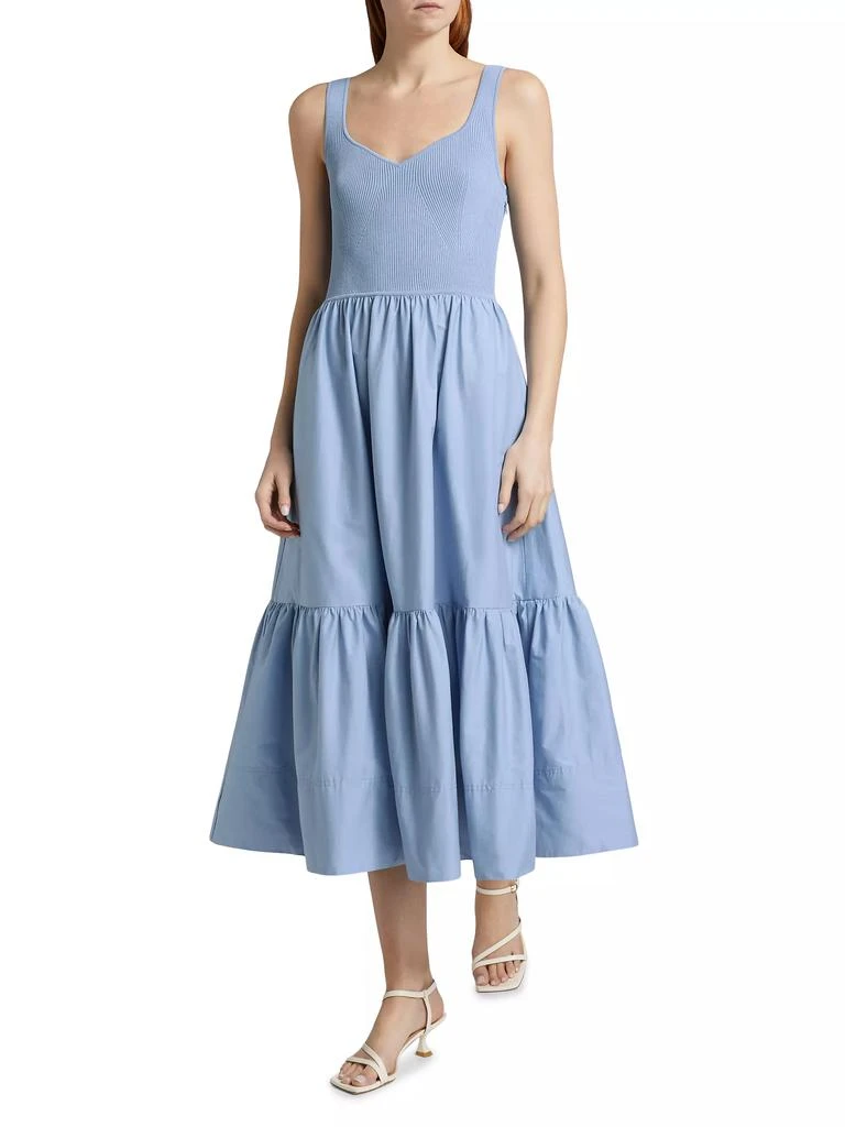 Tanya Taylor Josephina Mixed Media Tiered Midi-Dress 2