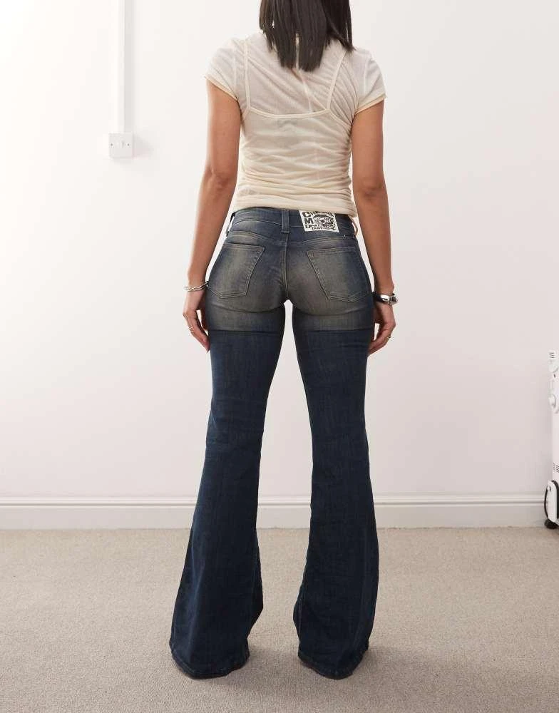 Cheap Monday Cheap Monday Flare Low stretch jeans in blue wash with faded highlight 2
