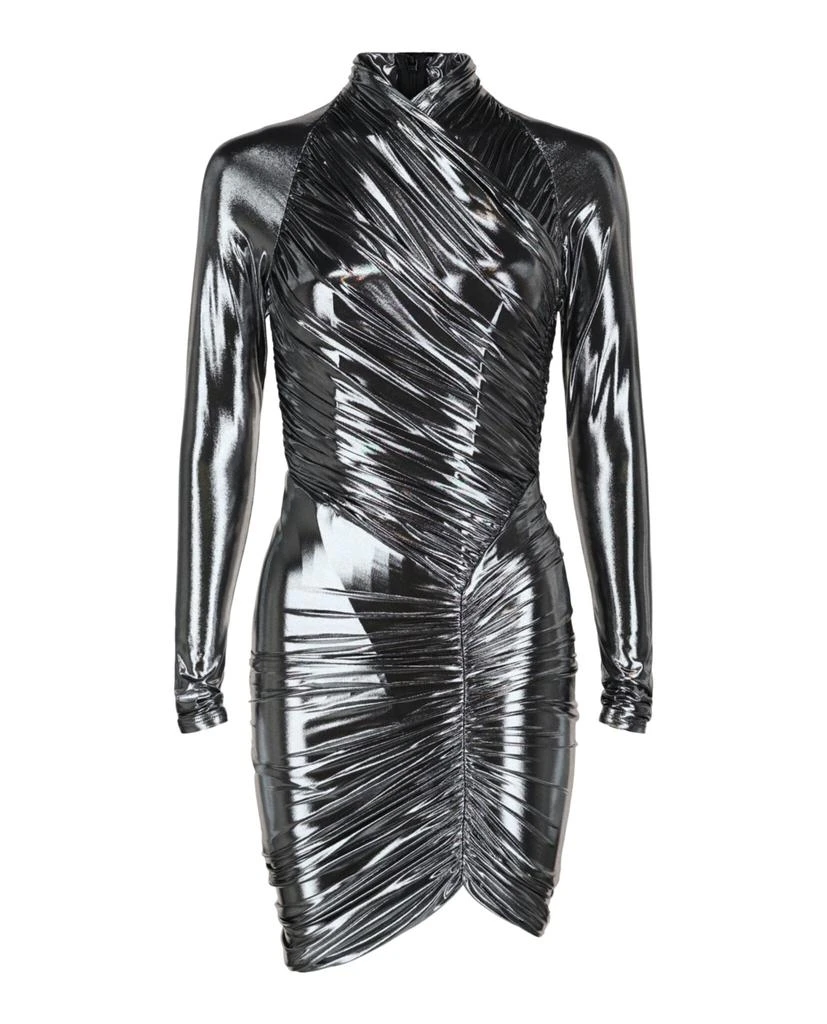 Salvatore Ferragamo Metallic Ruched Mini Dress 1