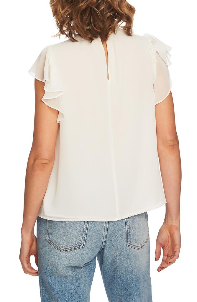 1. State Flutter Sleeve Smocked Neck Blouse
