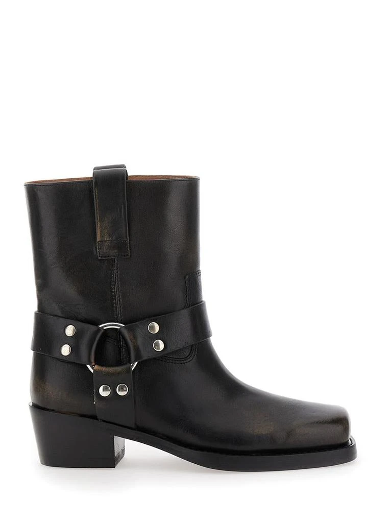 Paris Texas 'Roxy' Black Western Style Ankle Boots With Brown Nuances In Leather Woman 1