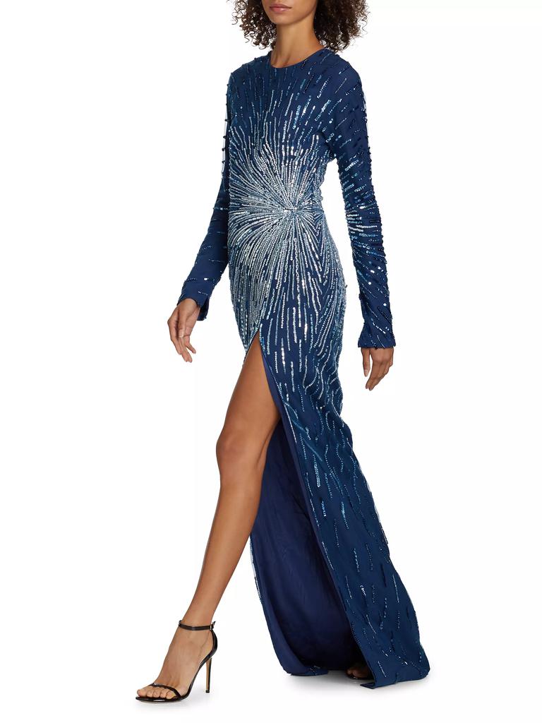 Pamella Roland Starburst Embroidered Tulle Gown