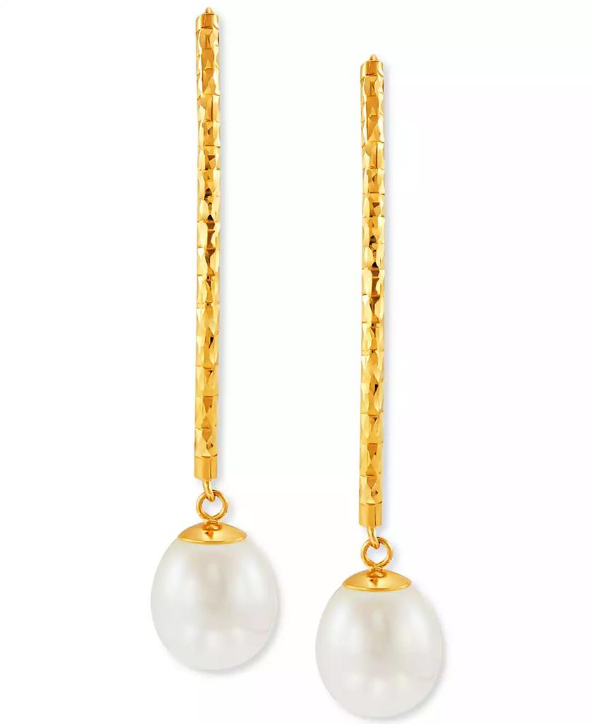 Honora Cultured Freshwater Pearl (9-10mm) Threader Earrings in 14k Gold