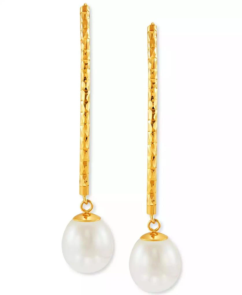 Honora Cultured Freshwater Pearl (9-10mm) Threader Earrings in 14k Gold 2