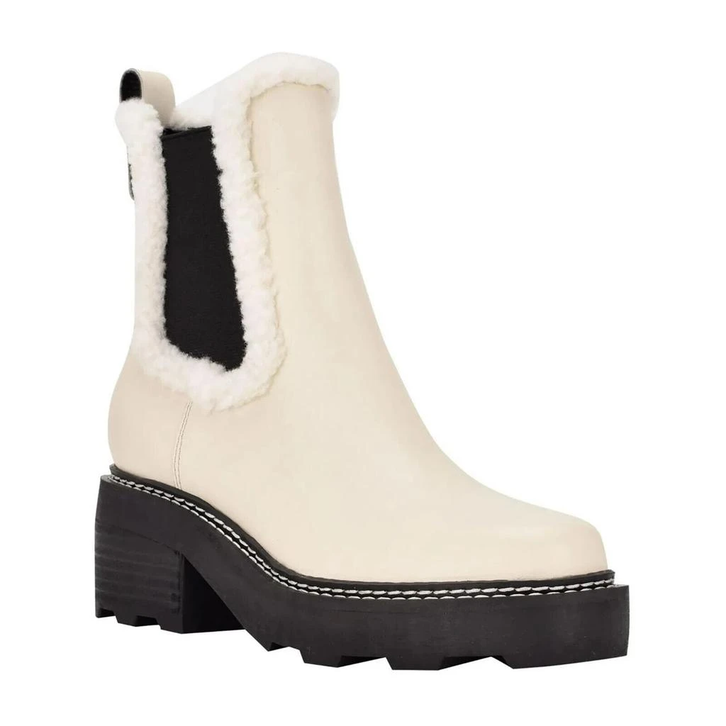 Calvin Klein Anissa Boot Women's US 6.5 Ivory Leather Round Toe Chelsea KHD589 1