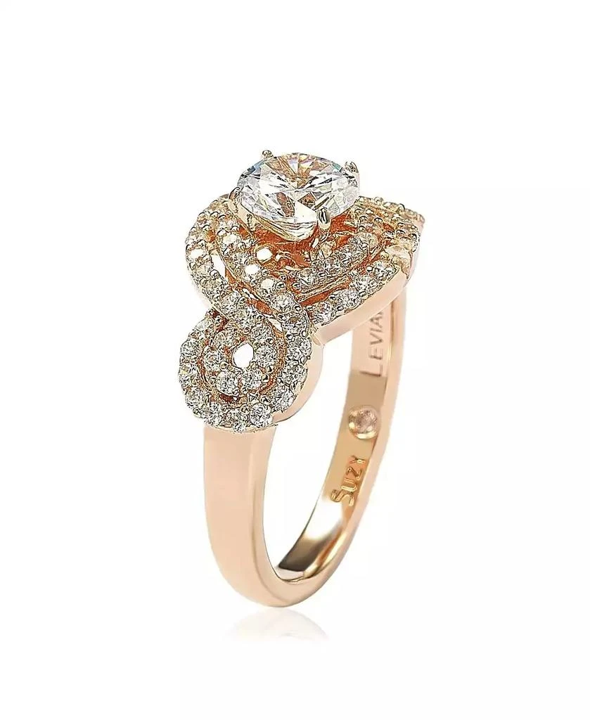 Suzy Levian New York Suzy Levian Sterling Silver Cubic Zirconia Swirl Halo Center Stone Ring 2