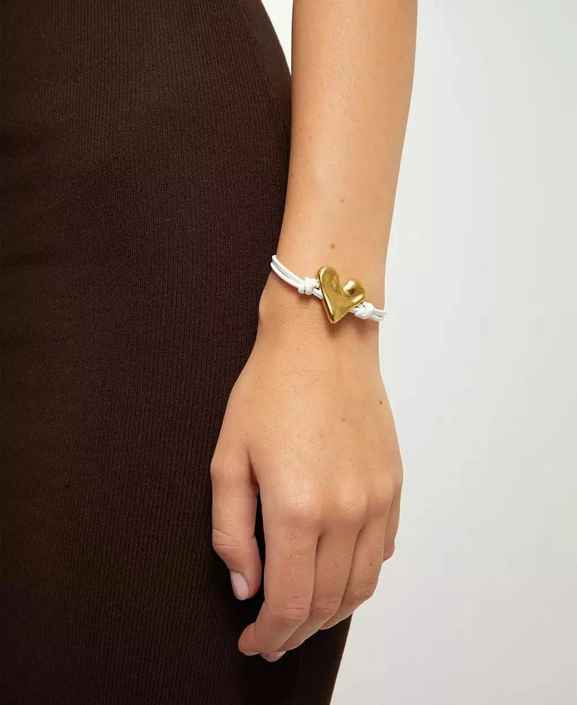 UNOde50 White Leather Bracelet with Heart Shaped 18K Detail Plated Detail 4
