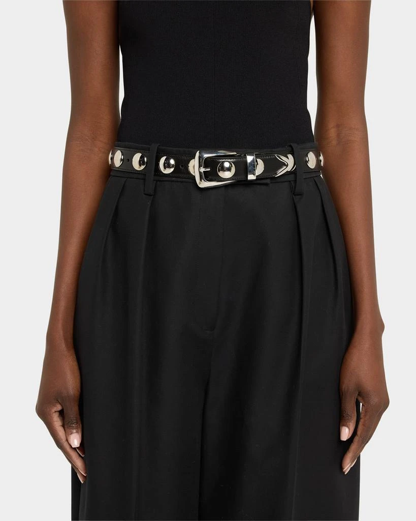 Khaite Benny Silvertone Studded Leather Belt 2
