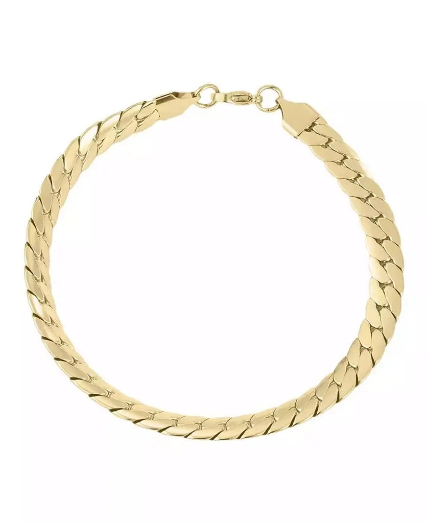 ADORNIA Tarnish Resistant Gold Flat Curb Chain Bracelet