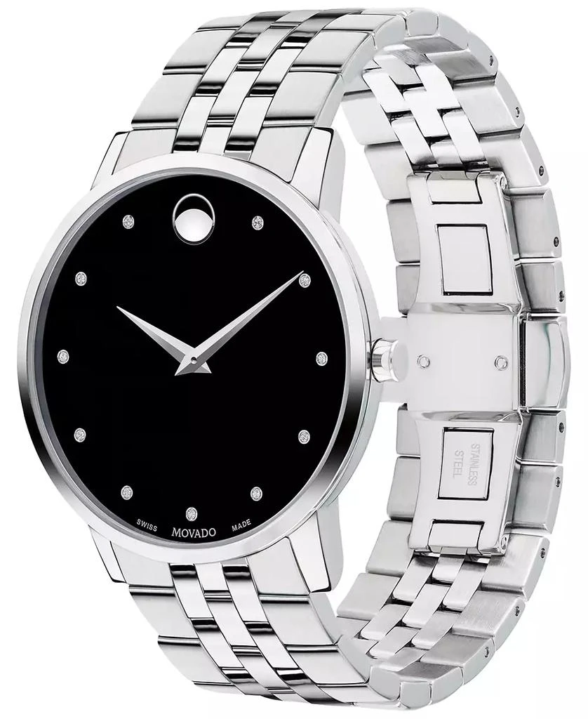 Movado Men's Swiss Museum Classic Diamond-Accent Stainless Steel Bracelet Watch 40mm 2