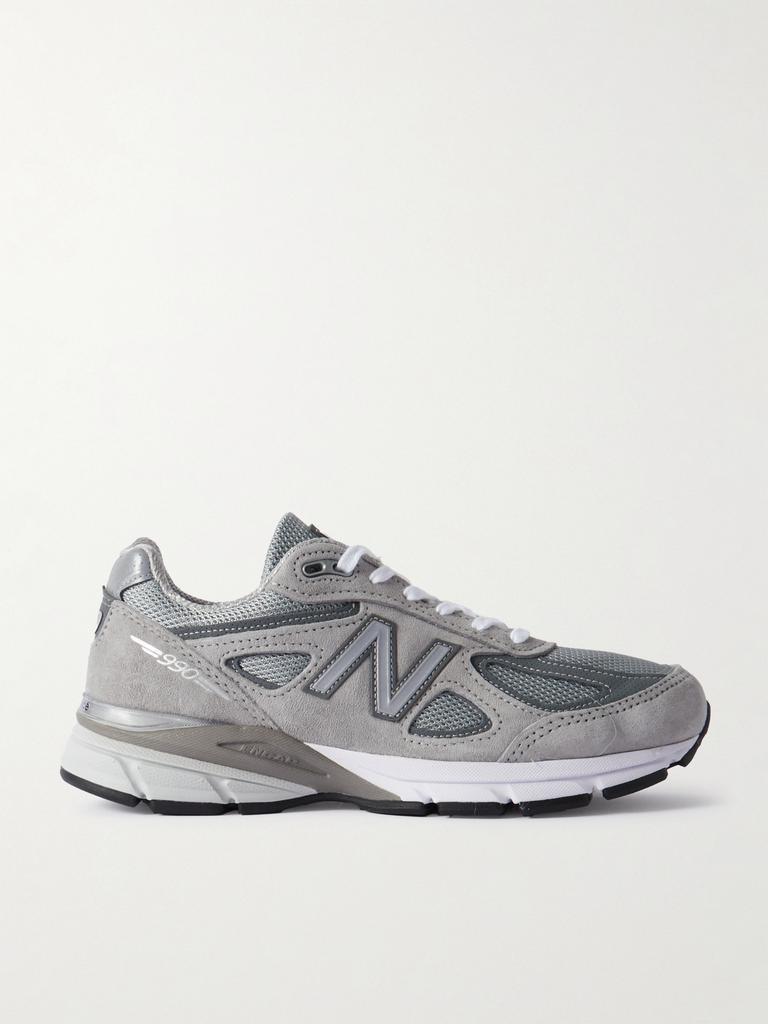 New Balance 990v4 皮革边饰绒面革网眼运动鞋