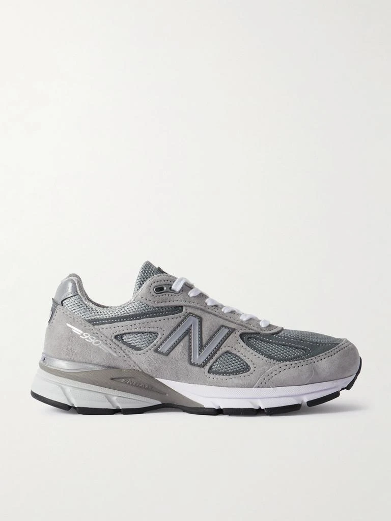 New Balance 990v4 皮革边饰绒面革网眼运动鞋 1