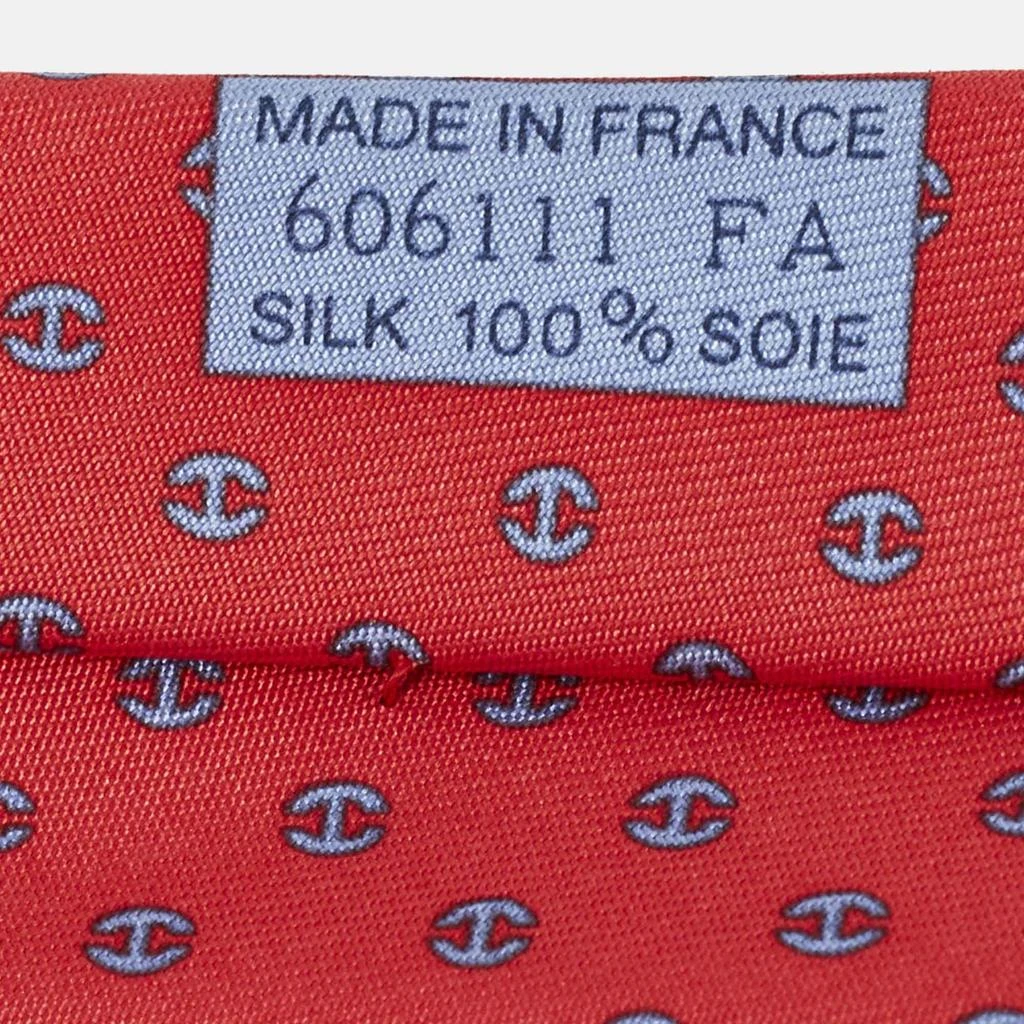 Hermes Hermès Rouge Vif/Ciel Silk Twill H Tonneau Tie  3