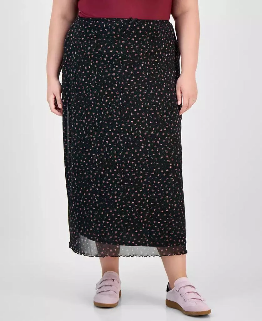 Hippie Rose Trendy Plus Size Pull-On Mesh Midi Skirt 3