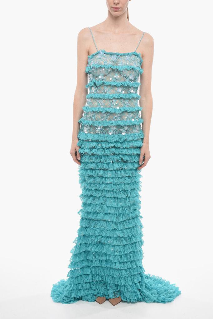 retrofête Retrofete Ruffled Lace Maxidress with Sequines