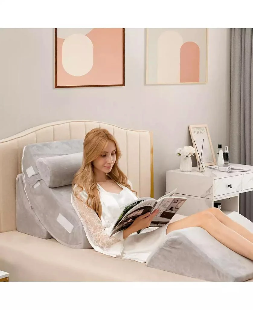 Slickblue Back Neck and Leg Pain Relief 4 Pieces Bed Wedge Pillow 2