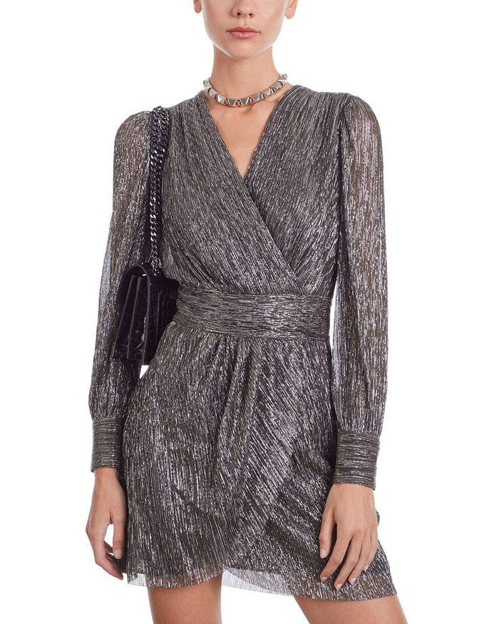 The Kooples Metallic Pleated Mini Dress