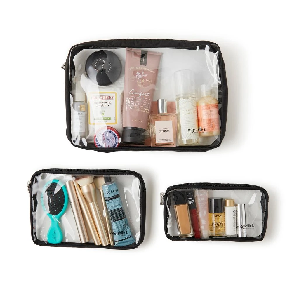 Baggallini Clear Travel Pouches 3 Piece Set Cosmetic Toiletry Bags 2