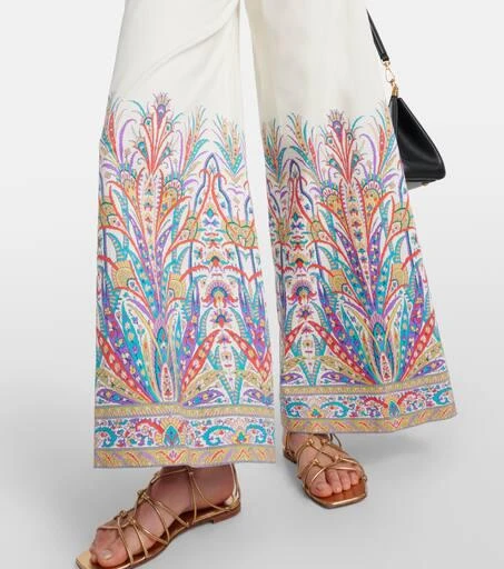 ETRO Printed cotton-blend wide-leg pants 4
