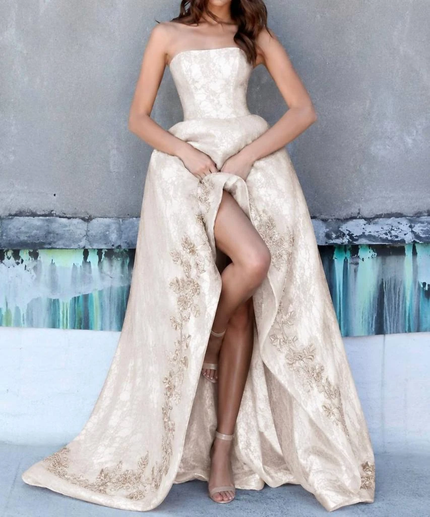 Sherri Hill Sherri Hill - Lace Floral Embroidered High Low Gown
