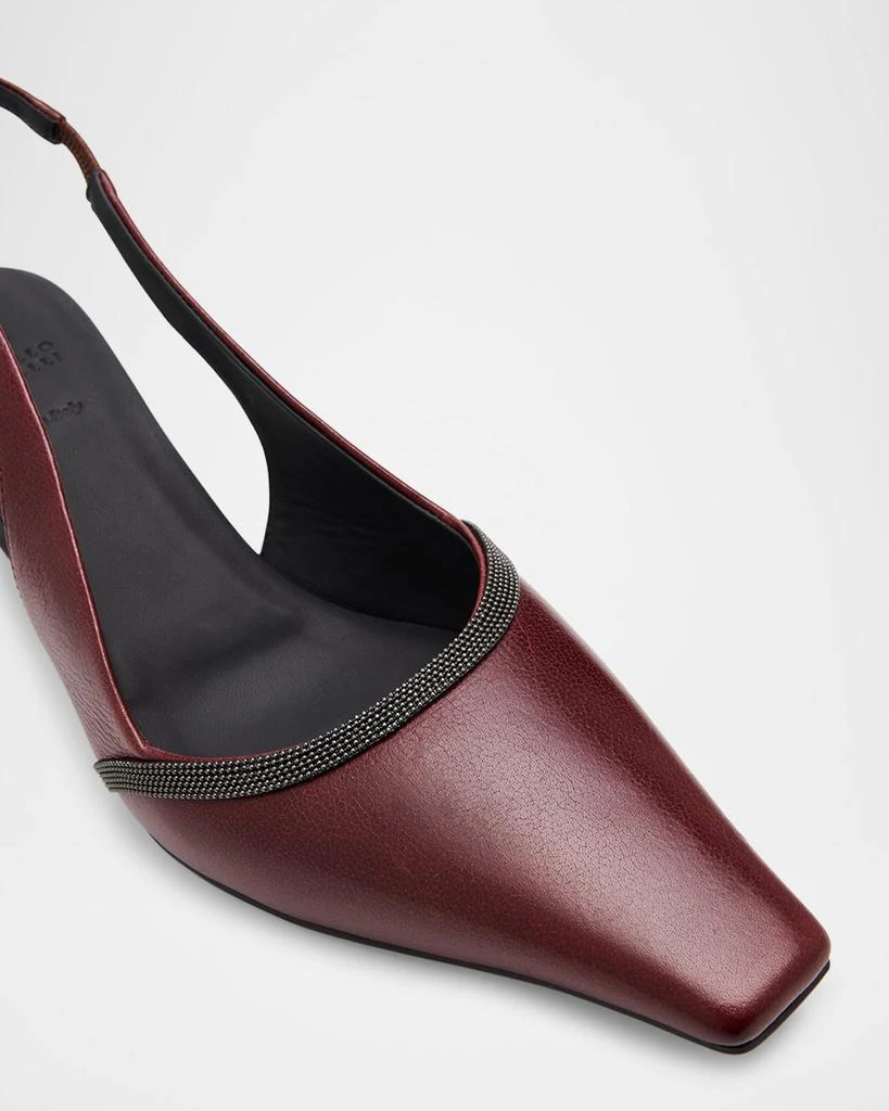 Brunello Cucinelli Leather Monili Slingback Pumps 6