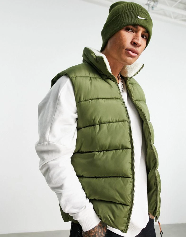 NIKE Nike Metallic Swoosh beanie in khaki 2